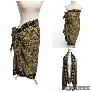 Leopard Cheetah Animal Print Pareo Wrap shawl 72x40 ‎ Cover Up Beachwear travel